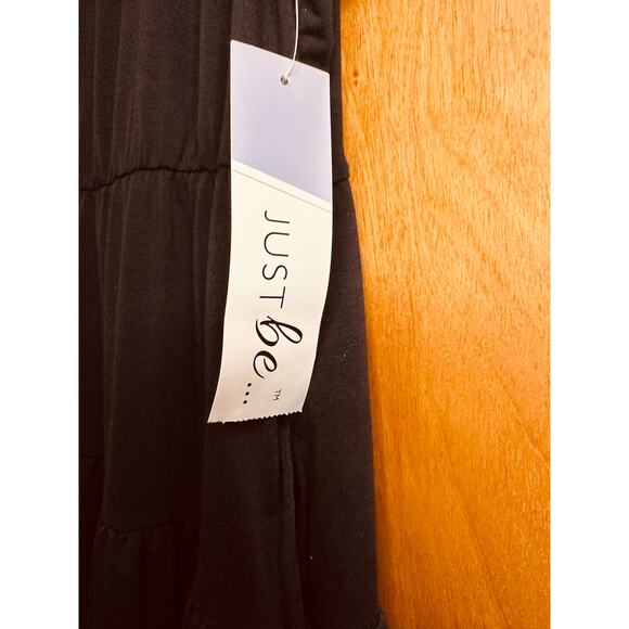 Just Be Women's Plus Size Tier Knee Length Short Sleeve Black Dress Size 3X New - Picture 4 of 6